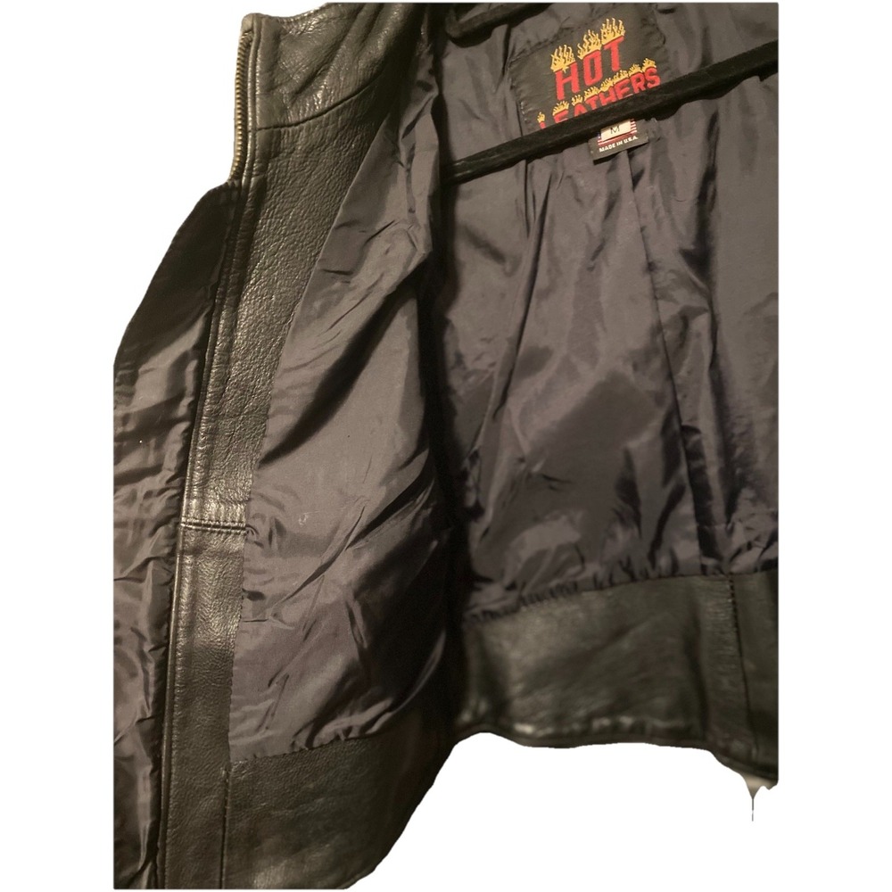 Hot Leathers Women's Vtg Black Leather Motorcycle Sport Zipper Jacket Sz M USA - Picture 4 of 16